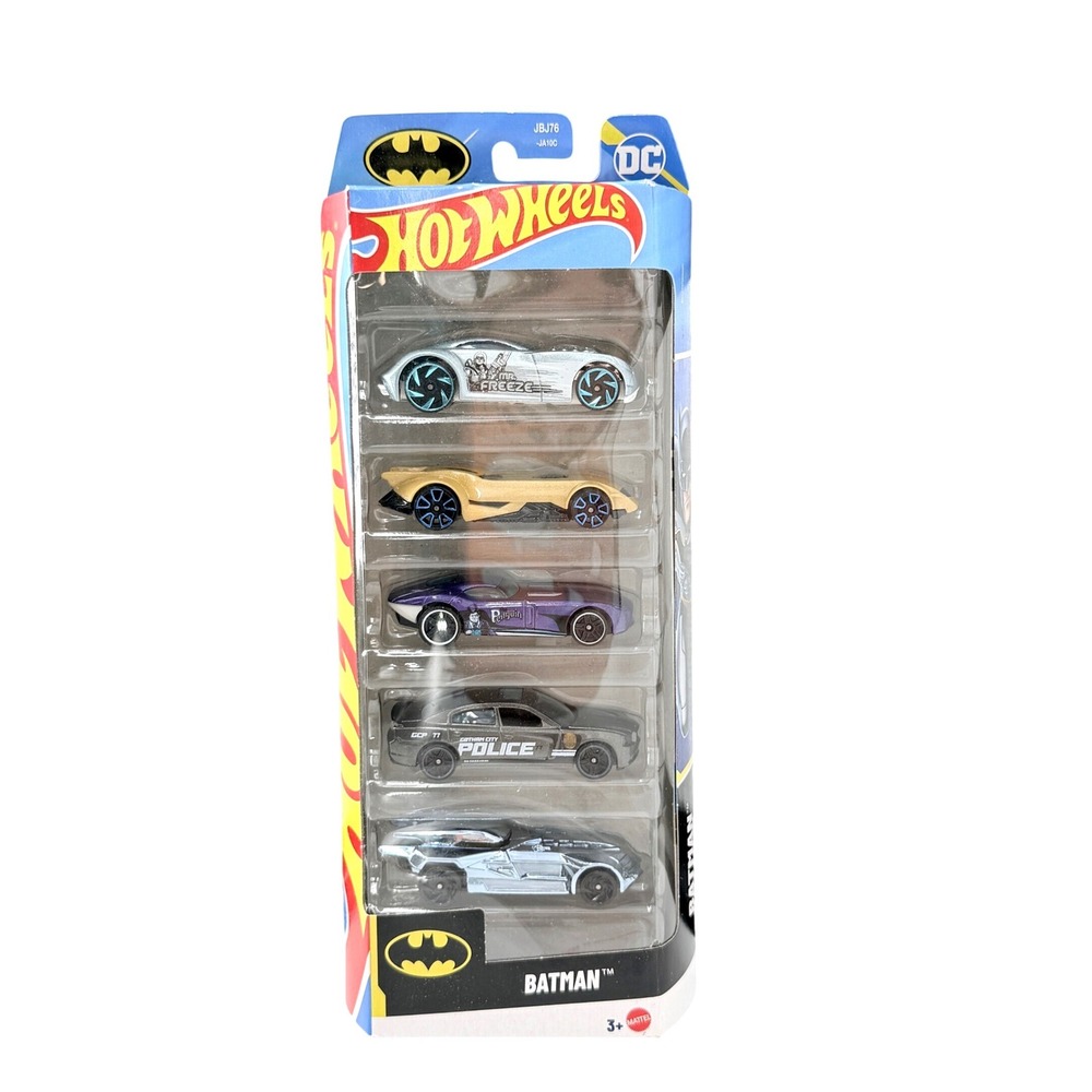 Hot Wheels Batman 5-Pack Toy Cars NIB JBY70 Dodge Charger Batmobile Set